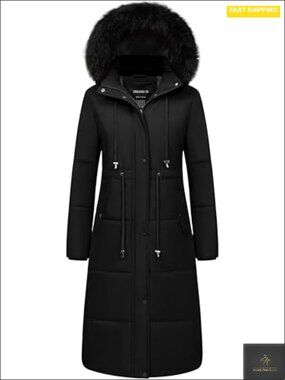 Women's Waterproof Long Puffer Jacket Down Alternative Parka with Hood